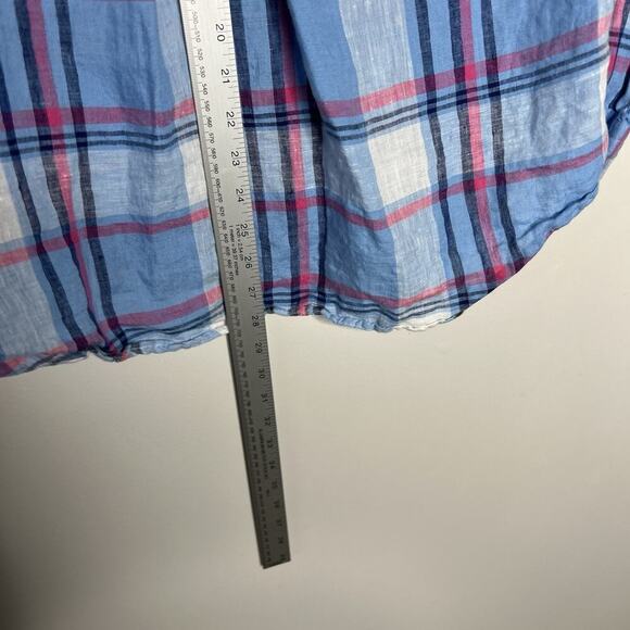 Grayson The Hero Shirt Womens Small Blue Plaid Linen Button Up Casual Preppy - Picture 7 of 10